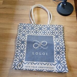 LOLOI 10 Year Anniversary Large Burlap Tote Beach Pool Shop Bag 2 Handles T31